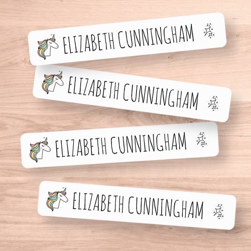 Modern Cute Unicorn Add Your Name Kids Labels