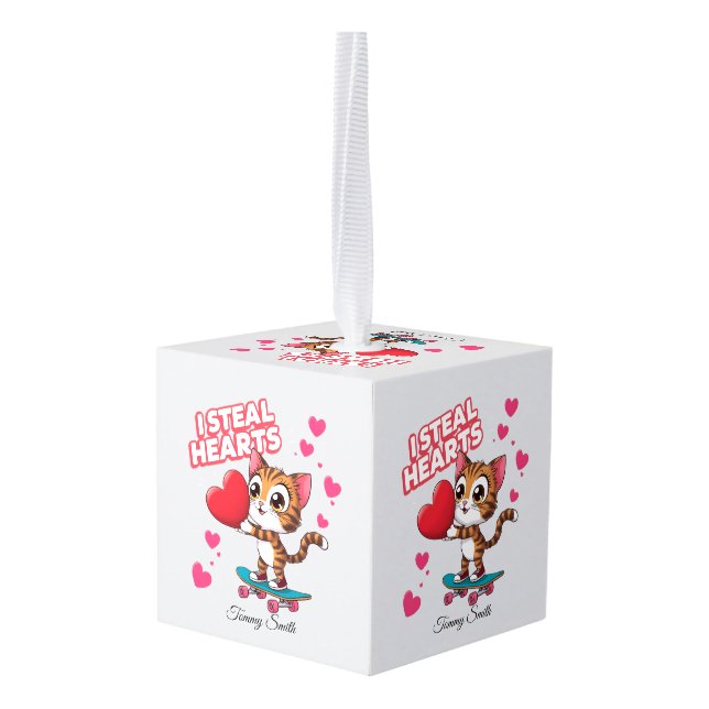 Modern Cute Valentine Ornaments for Girlfriend (Back Angled)