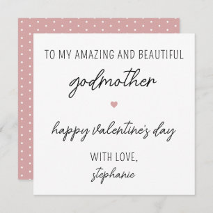Modern Cute Valentine's Day Card for Godmother