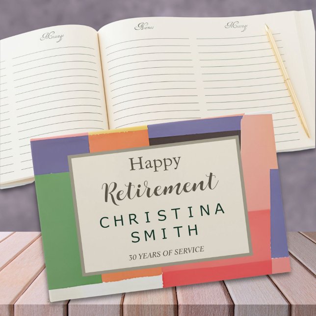 Modern Cute Vivid Color Blocks Retirement Party Guest Book (Modern Cute Vivid Color Blocks Retirement Party Guest Book)