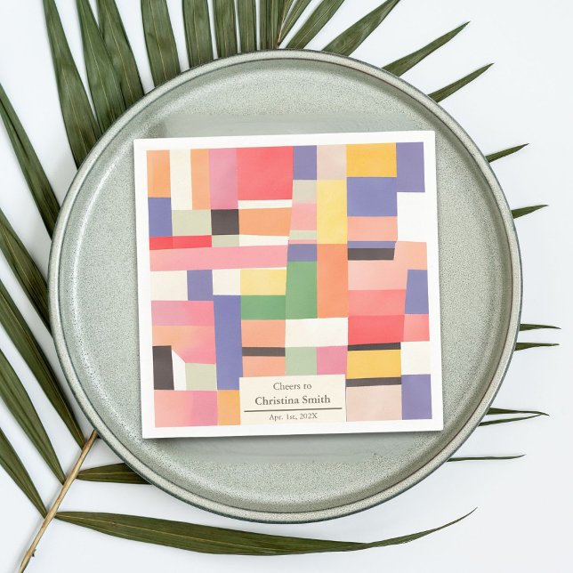 Modern Cute Vivid Color Blocks Retirement Party Napkins (Modern Cute Vivid Color Blocks Retirement Party Napkins)