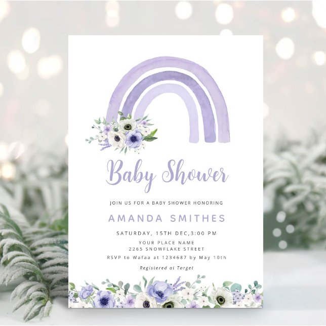 Modern Cute Watercolor Boho Rainbow Baby Shower Invitation (Creator Uploaded)