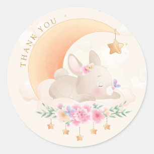 Modern Cute Watercolor Bunny Baby Shower Thank You Classic Round Sticker