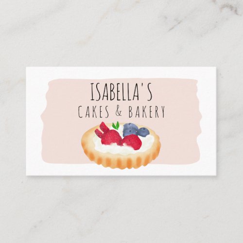 Modern cute watercolor pie cakes bakery script business card