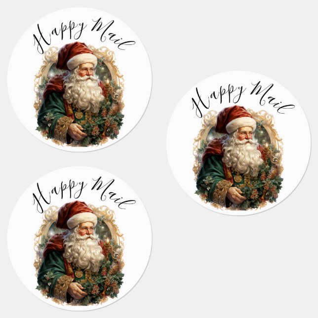  Modern Cute Watercolor Retro Classic Santa Claus Labels (Group)