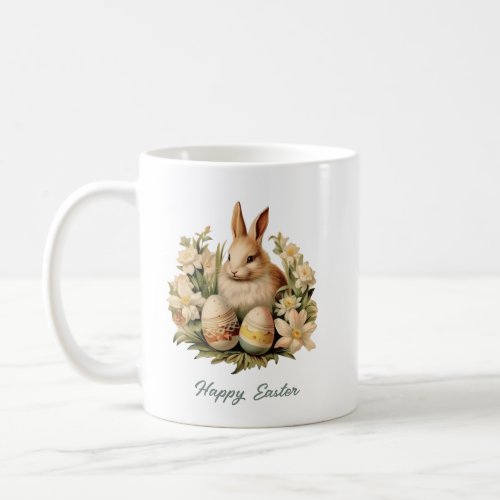 Modern cute watercolor vintage rabbit with eggs coffee mug