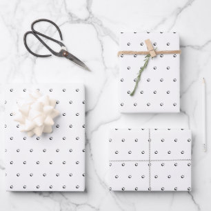 Modern cute white black tiny polka dots pattern wrapping paper sheets