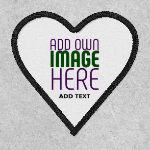 MODERN CUTE WHITE IMAGE TEXT TEMPLATE HEART SHAPED PATCH