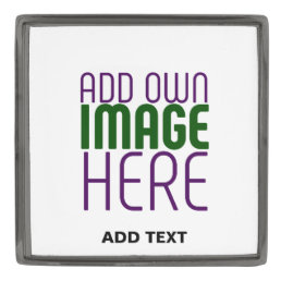 MODERN CUTE WHITE IMAGE TEXT TEMPLATE LARGE SQUARE GUNMETAL FINISH LAPEL PIN