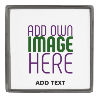 MODERN CUTE WHITE IMAGE TEXT TEMPLATE LARGE SQUARE GUNMETAL FINISH LAPEL PIN