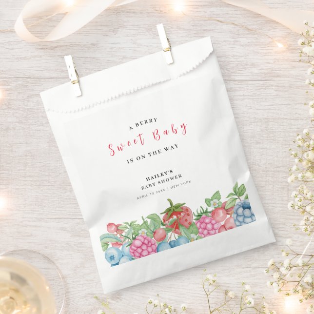 Modern Cute Wild Berry Sweet Baby Shower  Favor Bag (Clipped)