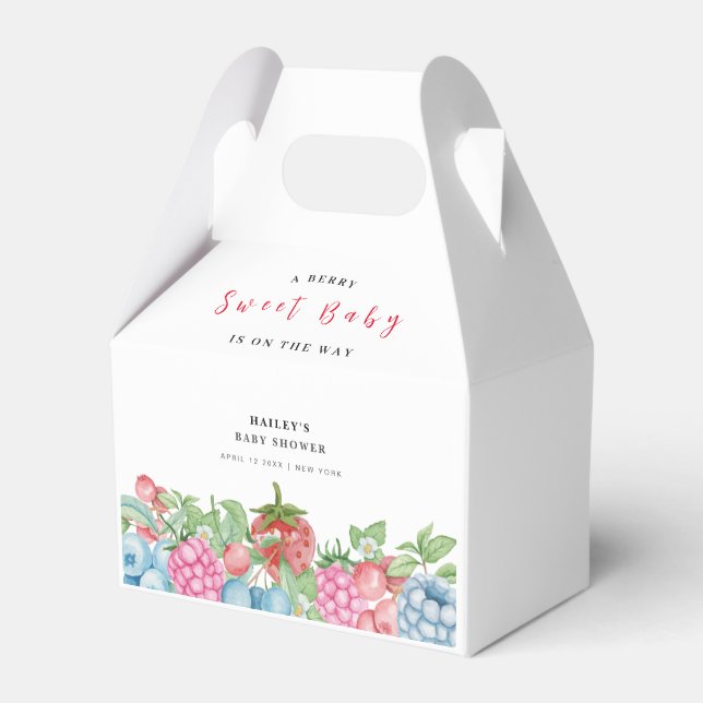 Modern Cute Wild Berry Sweet Baby Shower  Favor Boxes (Front Side)