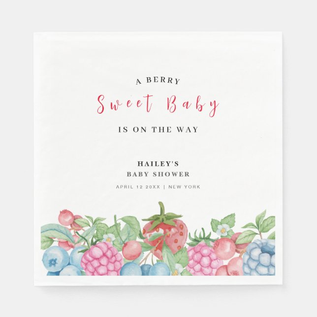 Modern Cute Wild Berry Sweet Baby Shower  Napkins (Front)