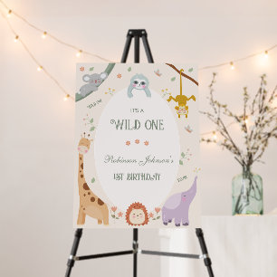 Modern Cute Wild One Safari Animals 1st Birthday Foam Board