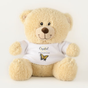 Modern Cute Yellow Butterfly 3D Monogram name Teddy Bear