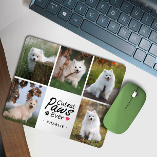 Modern Cutest Paws Ever Cute Pet Dog Photo Collage Mouse Pad