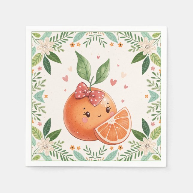 Modern Cutie Citrus Orange Baby Shower  Napkins (Front)
