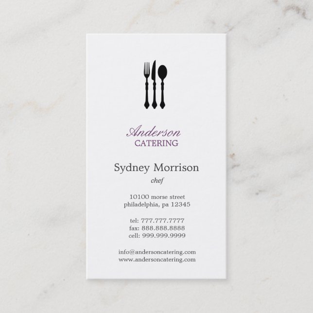 Modern Cutlery Chef/Catering/Restaurant Business Card (Front)