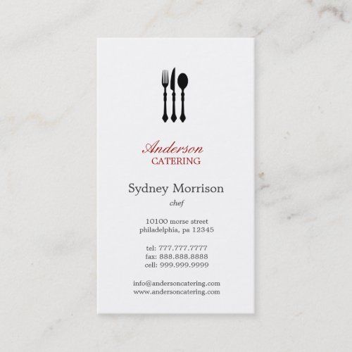 Modern Cutlery ChefCateringRestaurant Business Card