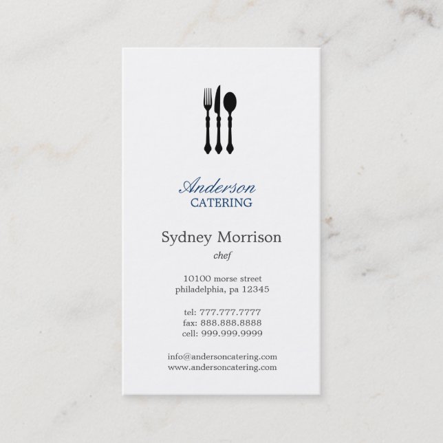 Modern Cutlery Chef/Catering/Restaurant - Groupon Business Card (Front)