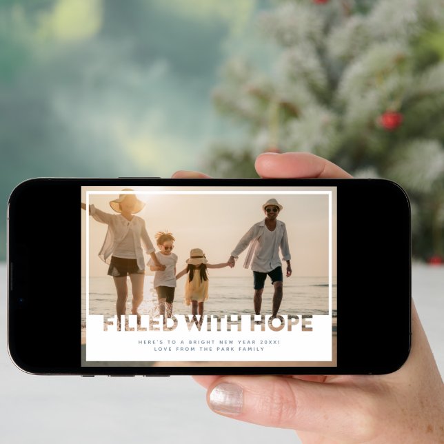 Modern Cutout | Filled with Hope Photo New Years Holiday Card (Front Digital)