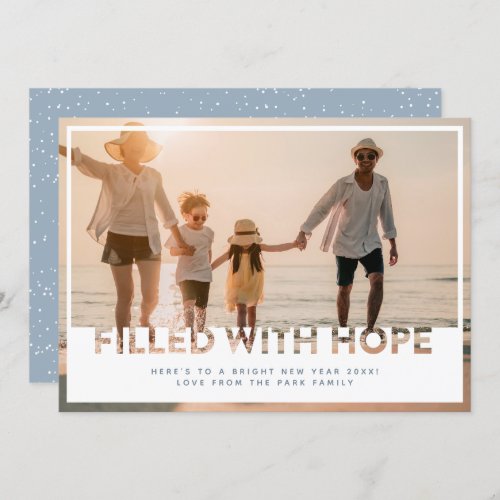 Modern Cutout  Filled with Hope Photo New Years Holiday Card