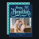 Modern Cyan Blue Happy Hanukkah Photo Holiday Card<br><div class="desc">Modern Cyan Blue Happy Hanukkah Photo Holiday Card</div>