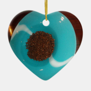 Modern Cyan Coffee Theme: Abstract Fluid Art Ach Ceramic Ornament