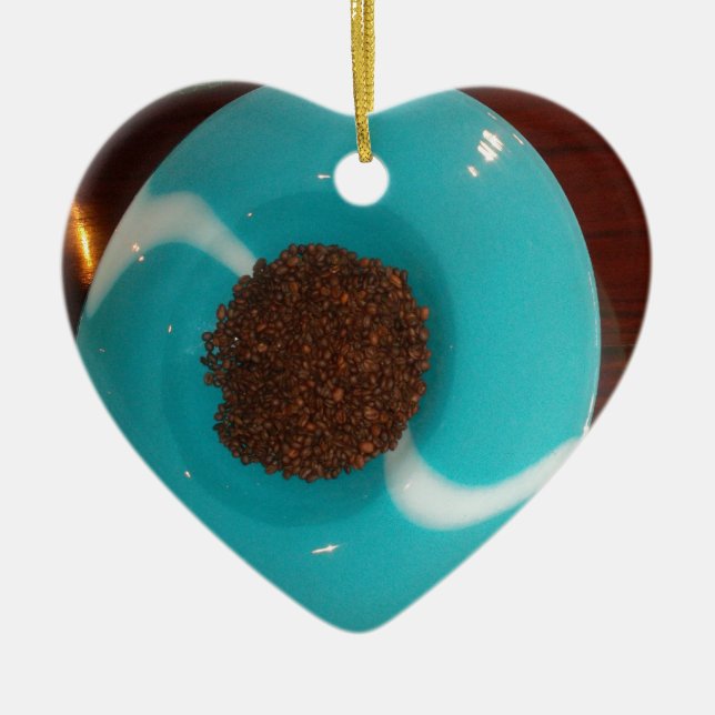 Modern Cyan Coffee Theme: Abstract Fluid Art | Ach Ceramic Ornament (Front)