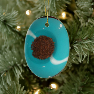 Modern Cyan Coffee Theme: Abstract Fluid Art Ach Ceramic Ornament