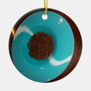 Modern Cyan Coffee Theme: Abstract Fluid Art Ach Ceramic Ornament
