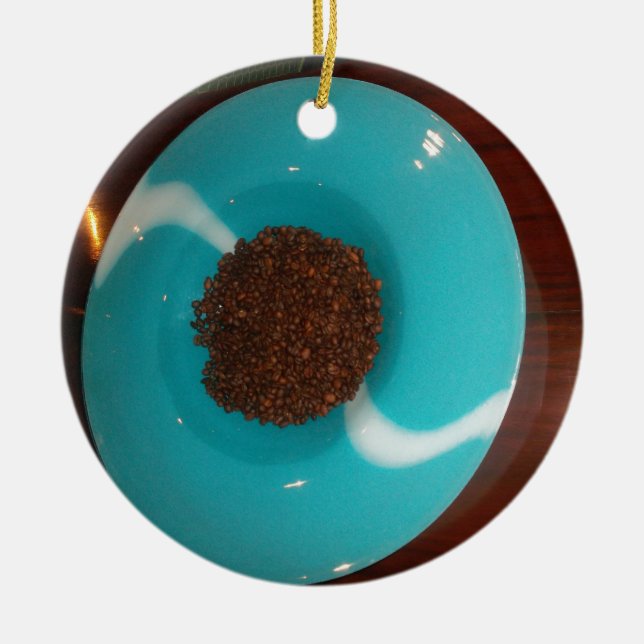 Modern Cyan Coffee Theme: Abstract Fluid Art | Ach Ceramic Ornament (Front)