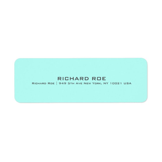 Modern Cyan Professional Return Address Label (Front)