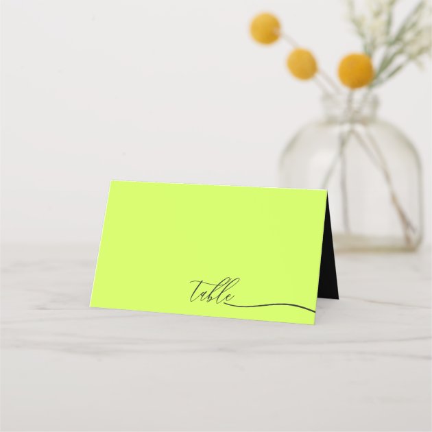 Modern Cyber Lime Jet Black Clear Seating Table Place Card