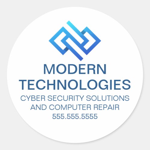 Modern Cyber Security Computer Technology Company Classic Round Sticker