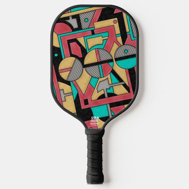 Modern Cyberpunk Geometric Abstract Pattern  Pickleball Paddle (Front)