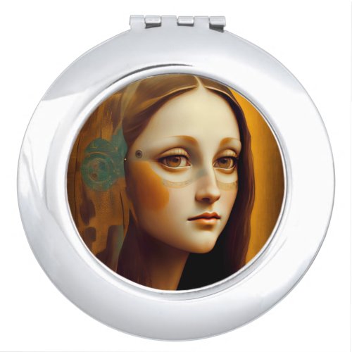 Modern Cyborg Mona Lisa Compact Mirror
