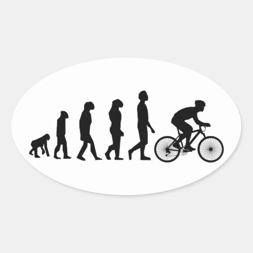 Modern Cycling Human Evolution Scheme Oval Sticker