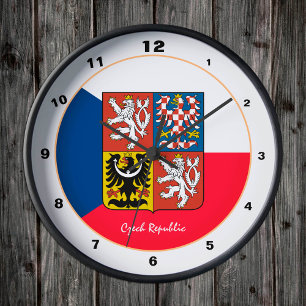 Modern Czech Flag Clock, Czech Republic / Czechia Round Clock