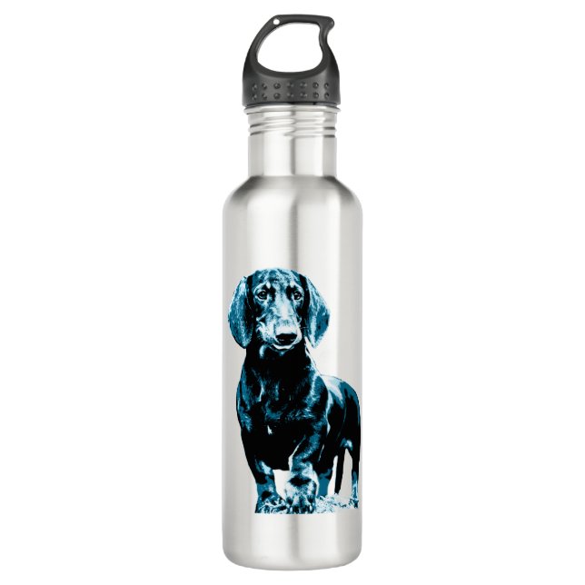 Modern dachshund design   stainless steel water bottle (Front)
