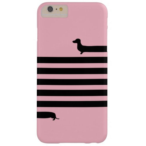 Modern Dachshund silhouette _ black on pink Barely There iPhone 6 Plus Case
