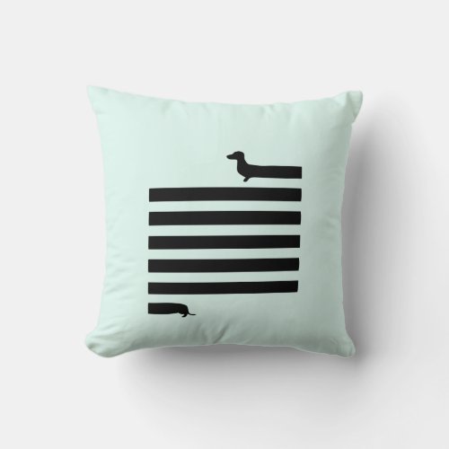 Modern dachshund silhouette square pillow