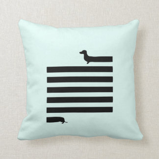 Modern dachshund silhouette square pillow