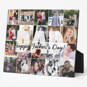 Modern DAD 20 Photo Collage Happy Father's Day Plaque