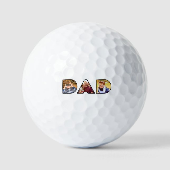 Modern Dad 3 Photo Collage Golf Balls (Front)