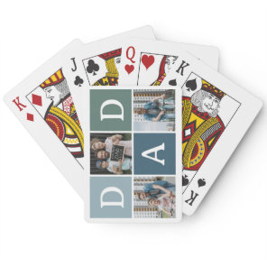 Modern 'DAD' 3 Photo Gift Poker Cards