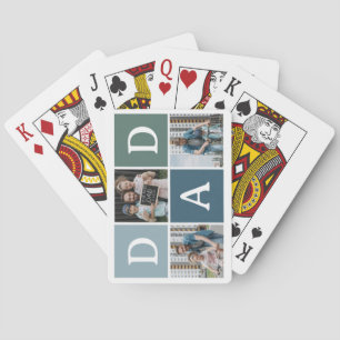 Modern 'DAD' 3 Photo Gift Poker Cards