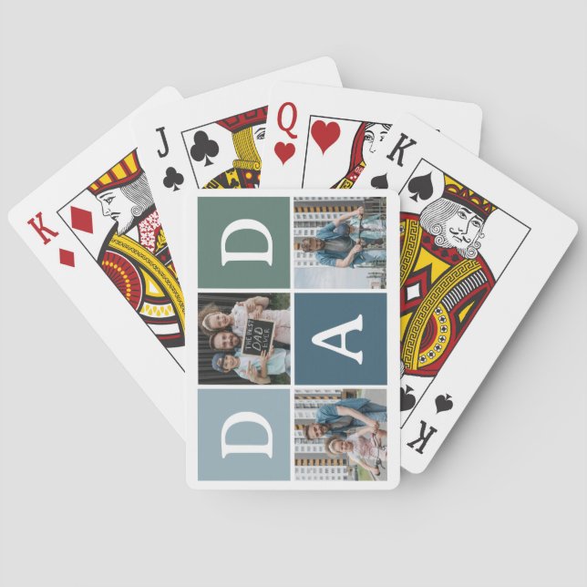 Modern 'DAD' 3 Photo Gift Poker Cards (Back)