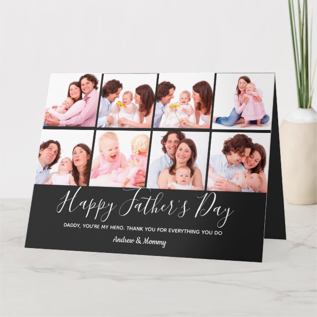 Modern Dad 8 Photo Collage Father's Day gift  Card (Front)
