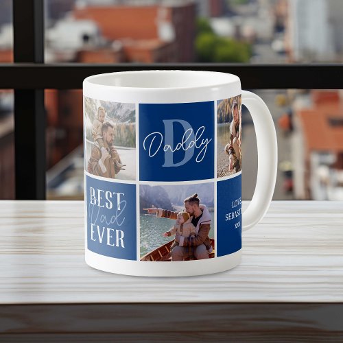 Modern Dad Blue Photo Collage Coffee Mug
